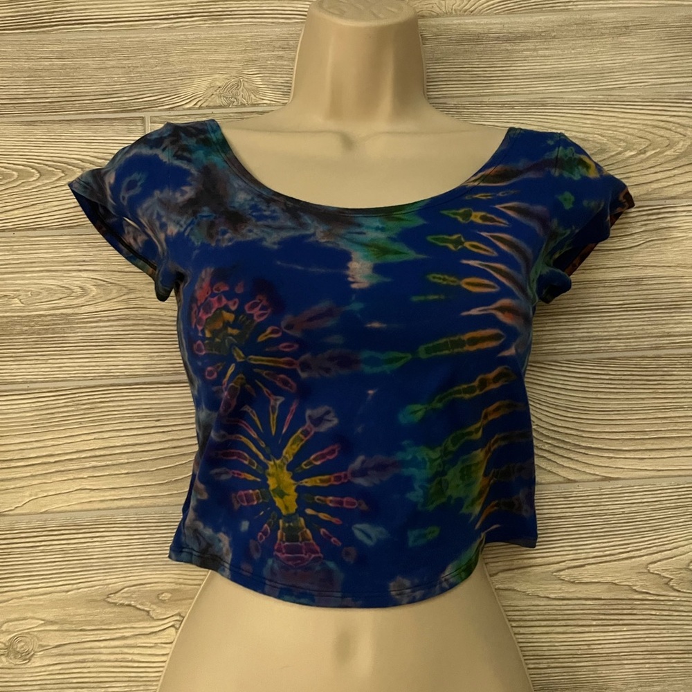 Blue Tie-Dye Women's Cropped Top